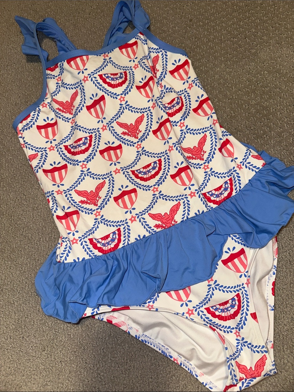 Wore once! TBBC Ruffle One-Piece Patriotic Swimsuit